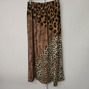 GigiO USA Women's Leopard Print Maxi Skirt Size M